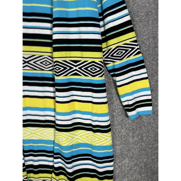 Relativity Striped Diamond Long Sleeve‎ Open Front Duster Sweater Womens Medium - Picture 6 of 16